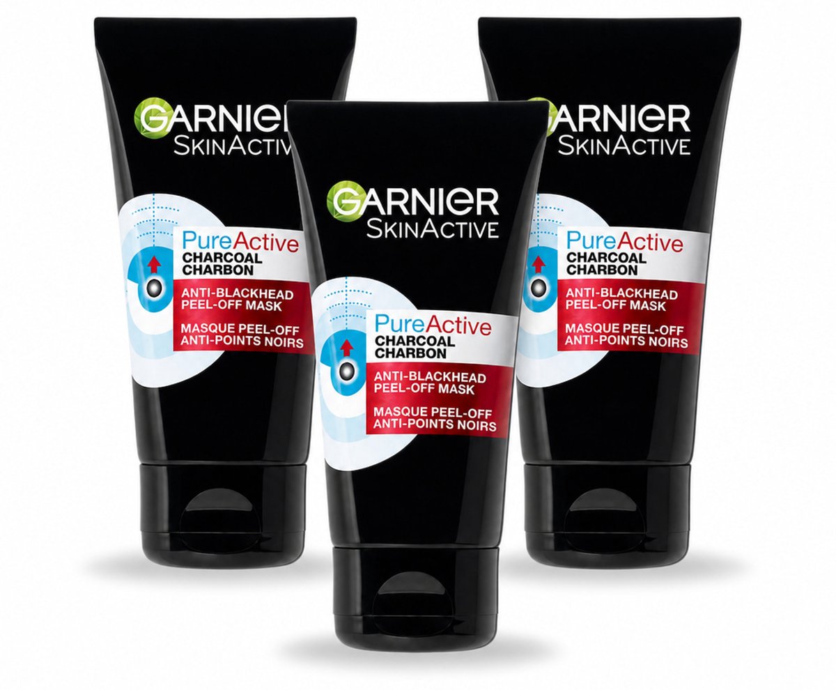 3 x Garnier - Pure Active - Peel-Off Masker - Charcoal - 50 ml - Bulkverpakking - 3 stuks
