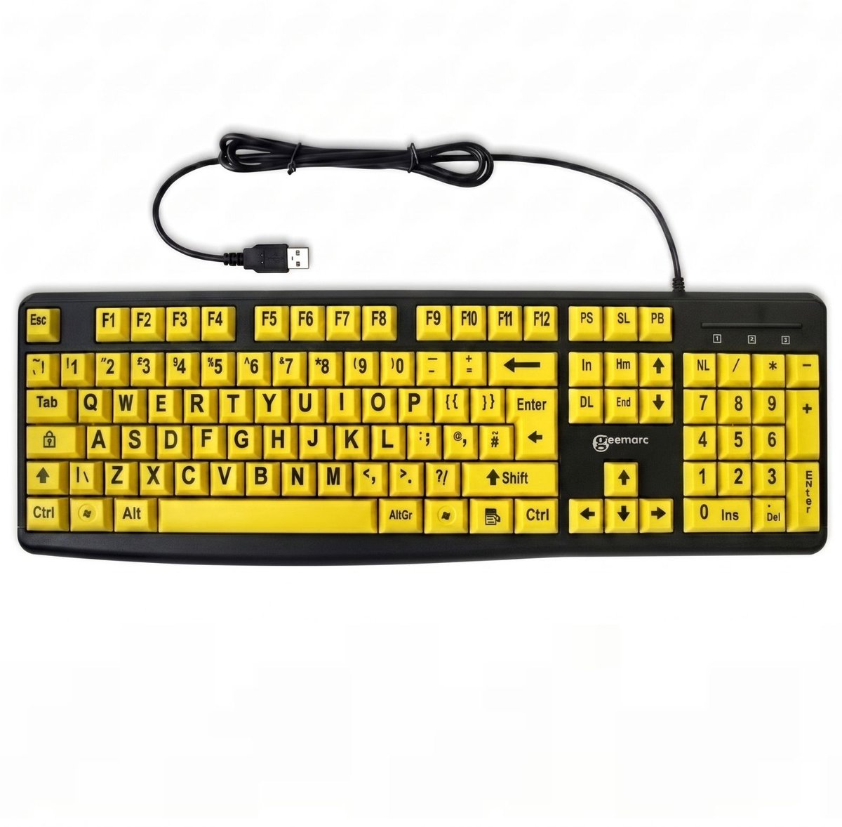 Geemarc, USB Toetsenbord voor Senioren en Slechtzienden QWERTY Nederlands, Zwart / Geel