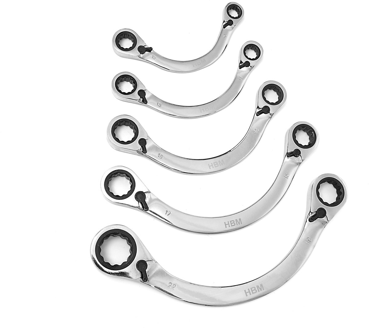 HBM 5-delige professionele steeksleutelset halve maan, chromevanadium