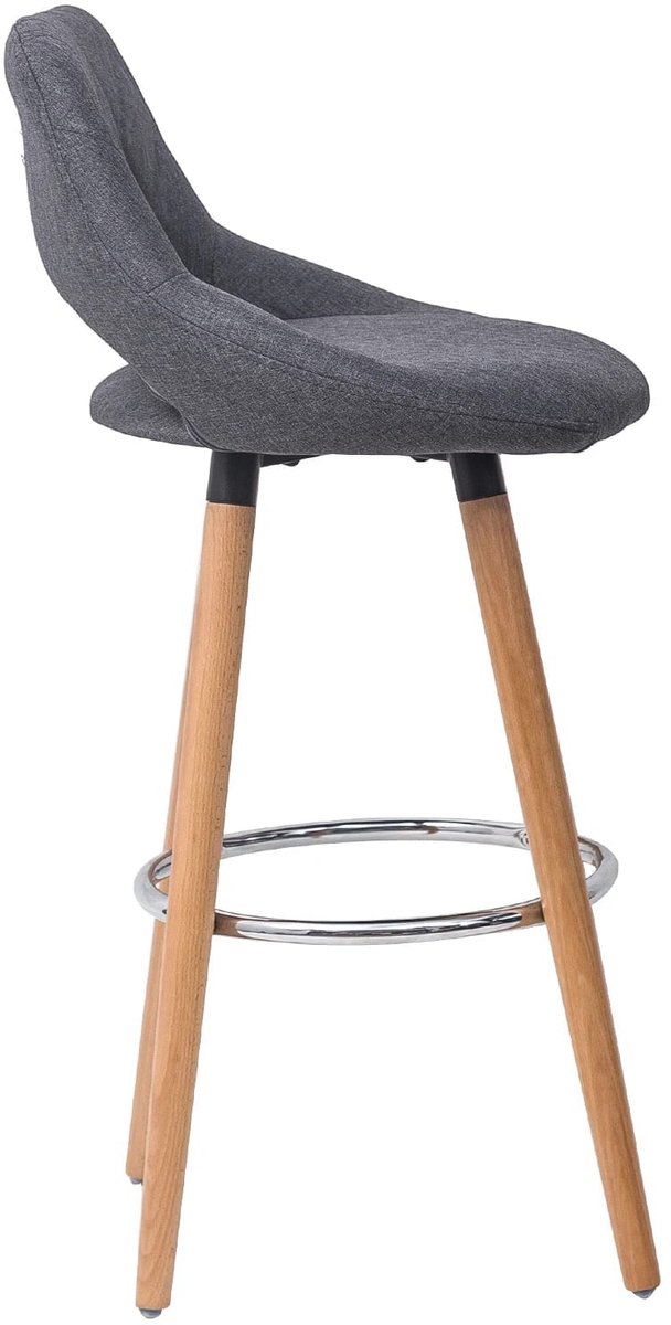 Klarven Barkruk Linnen donkergrijs - Barkrukken Set van 2 - Barkrukken met Rugleuning - Bar Stool - Stevig houten frame, eenvoudig schoon te maken - Ergonomisch zitcomfort - B43xd43cm zithoogte 68cm
