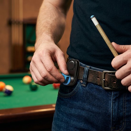 Zwart blauw biljart krijt set met magnetische keukrijthouder – krijt clip met 2 krijt covers en 2 blauwe biljart krijt blokjes – accessoires voor pool en snooker — afbeelding 5