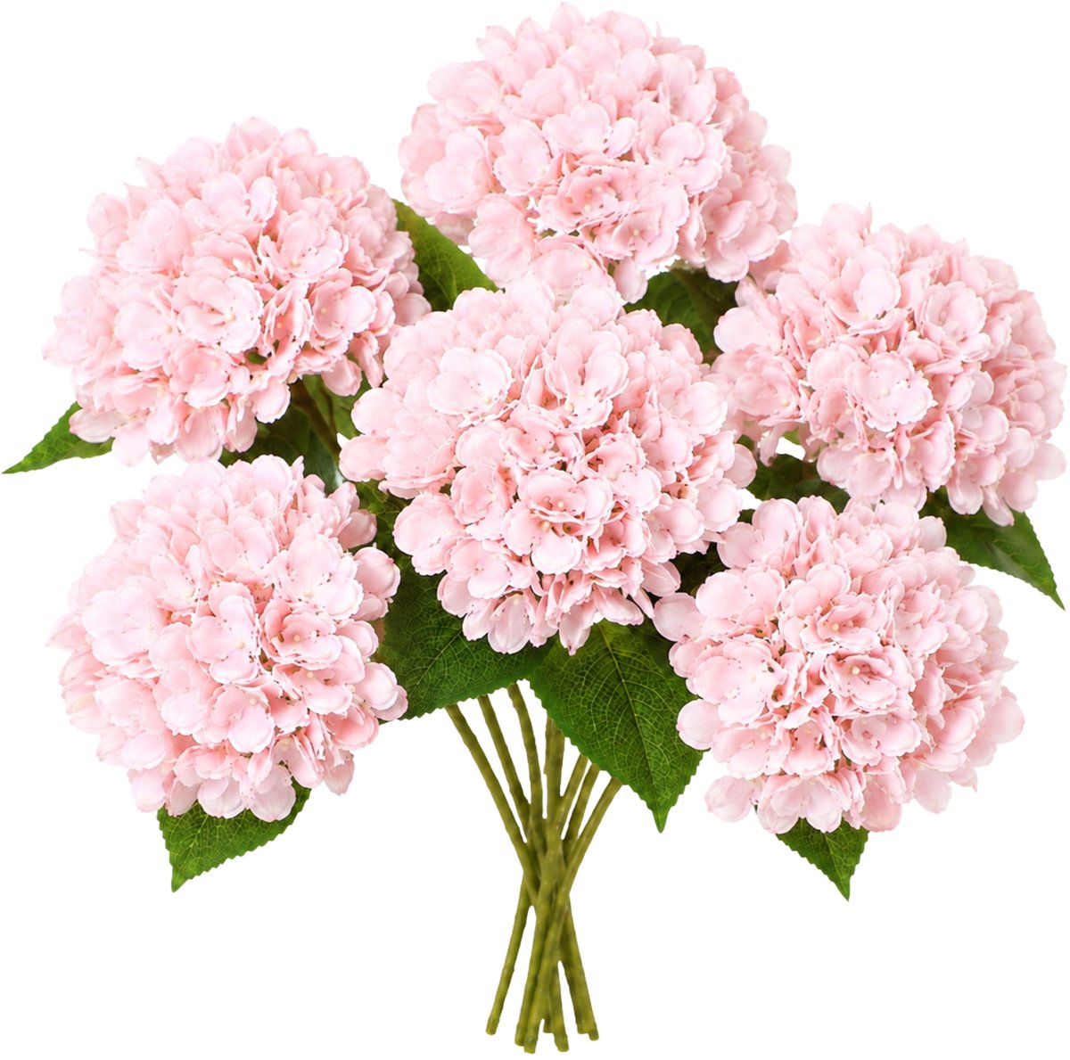 ROSIFY Kunstbloemen Kunst Hortensia - Nepbloemen - Kunstbloemen Boeket - Set van 6 stuks - 46cm - Roze Roze 6