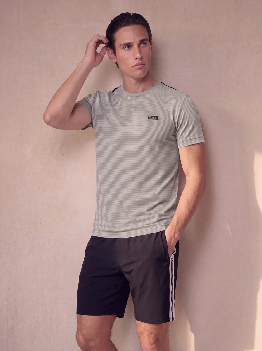 Sjeng Sports TEX LONG - Maat: L Smoked Pearl - Tennis Extra Long Shirt Mannen - Sportshirt - polyester