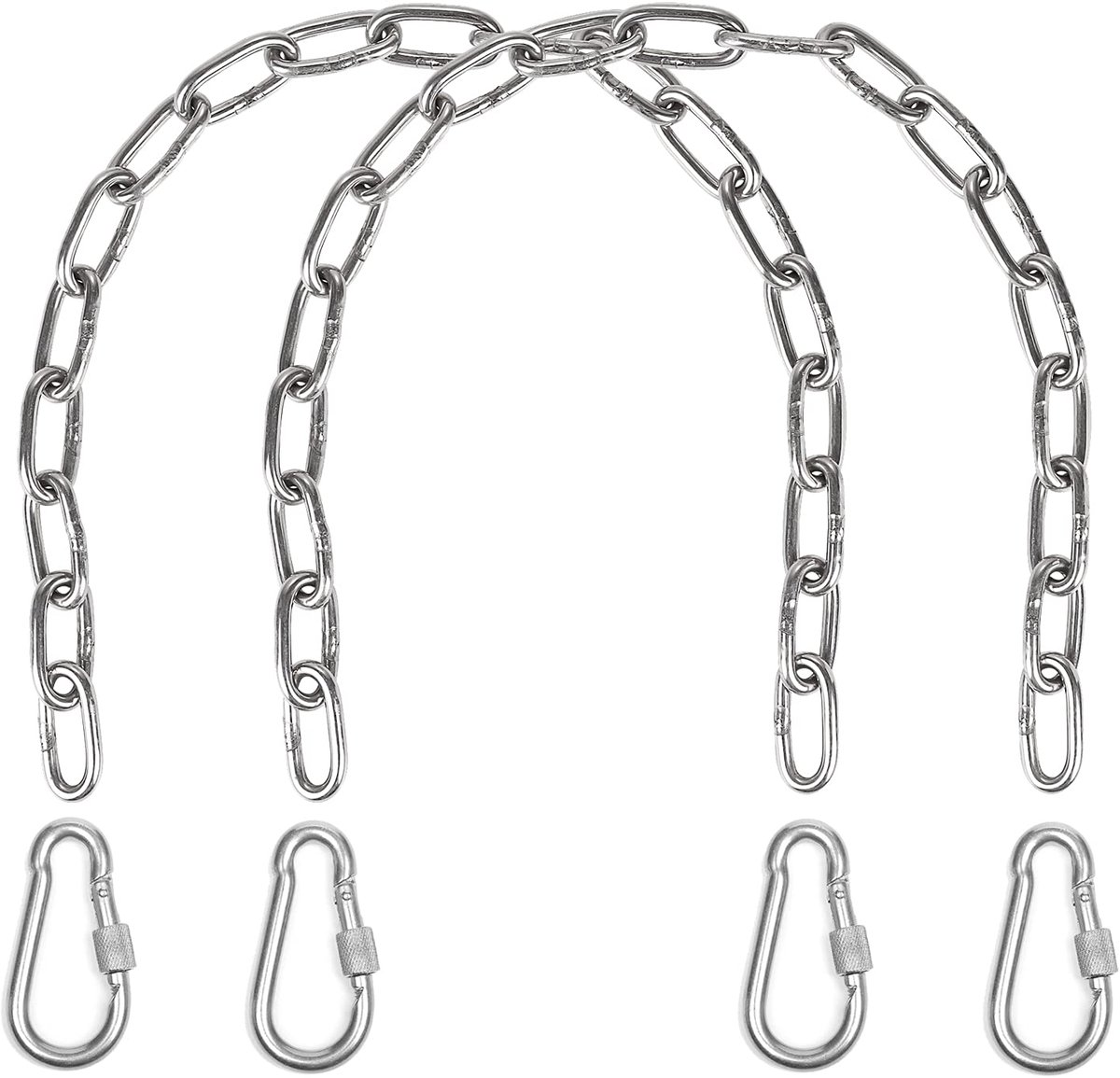 Ophangketting - Robuust - Voor hangstoel, schommel en bokszak - Set van 2 kettingen en 4 karabiners