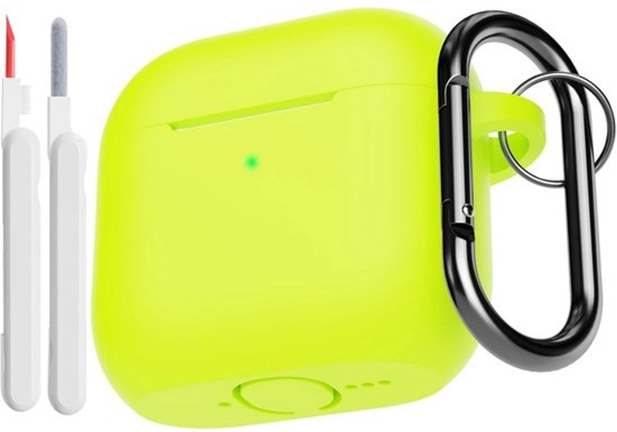 Schokabsorberende Siliconen Beschermhoes voor AirPods 4 (2024) met Luxe Reinigingsset en Karabijnhaak