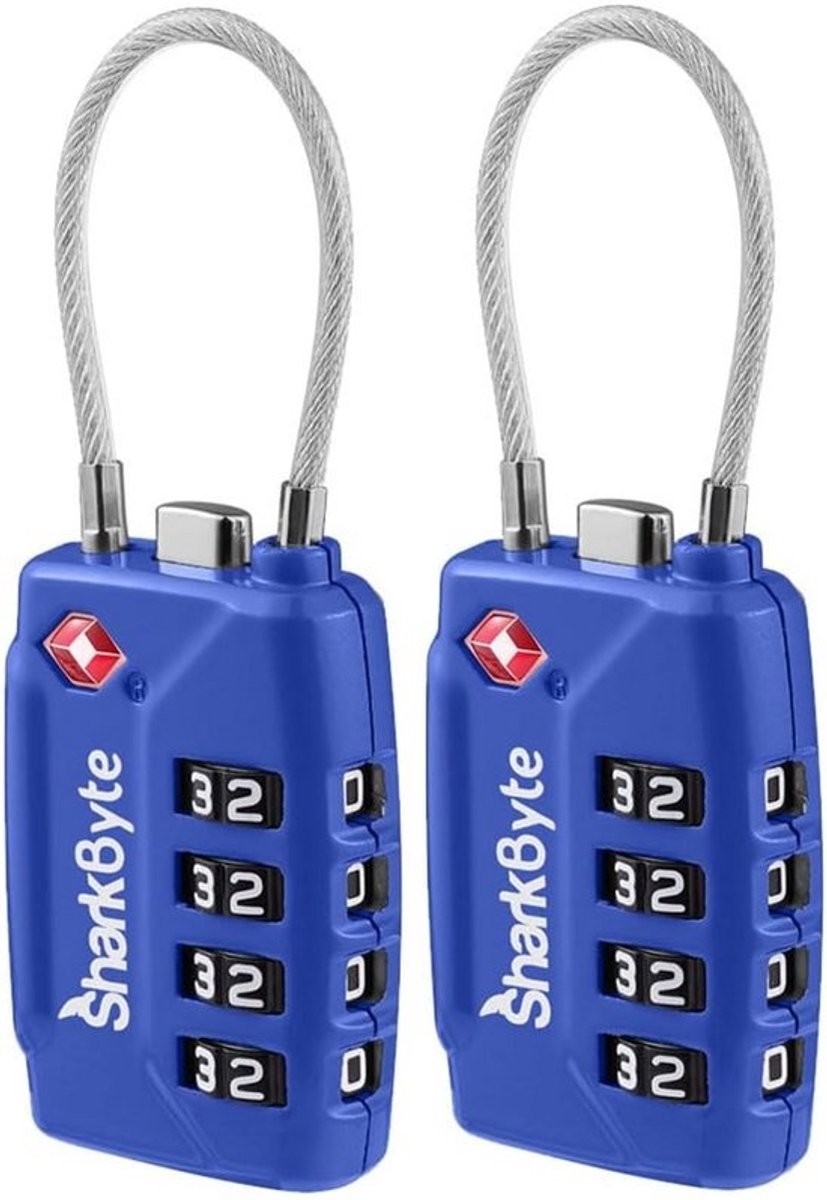 TSA Goedgekeurde Koffersloten - 4-cijferige Veiligheid Hangslot met Flexibele Kabel voor Bagage en Sportlockers (2 Stuks)