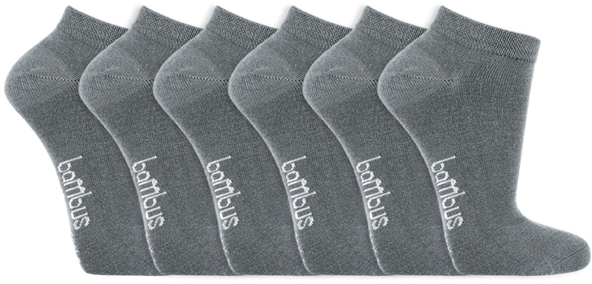 Socks4Fun 12 Paar Bamboe Sneakersokken - Verstevigde Hak En Teen - Grijs - T/M Maat 50