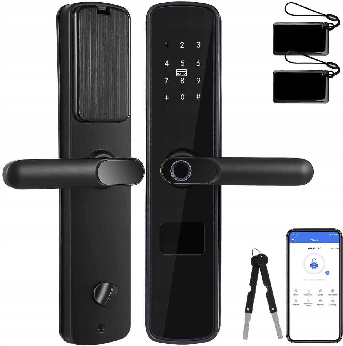 Supvox Slim Slot – Vingerafdruk + Code + Kaart + Sleutel + USB, Tuya WiFi, 5 Manieren, Mangaal Stalen Beveiligingsslot voor 30-100mm Deuren