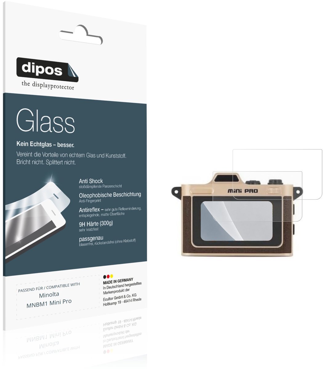 dipos – 2x Matte Pantserfolie geschikt voor Minolta MNBM1 Mini Pro | 9H Screenprotector