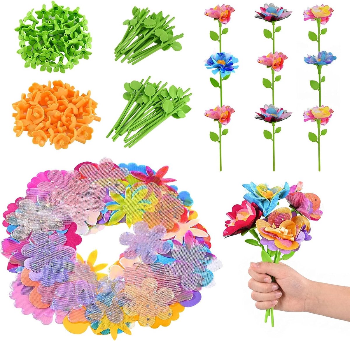 Naaiset kinderen - Bloempersaccessoire - Kleurrijk - Creatieve DIY Knutselset - Voor Kinderen 4-12 Jaar