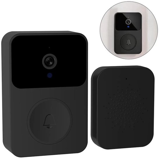 Slimme videodeurbel Geschikt voor camera en infrarood nachtzicht, tweeweg spraakbediening, weergave op afstand via mobiele telefoon, draadloos, werkt op batterijen, zwart. — afbeelding 2