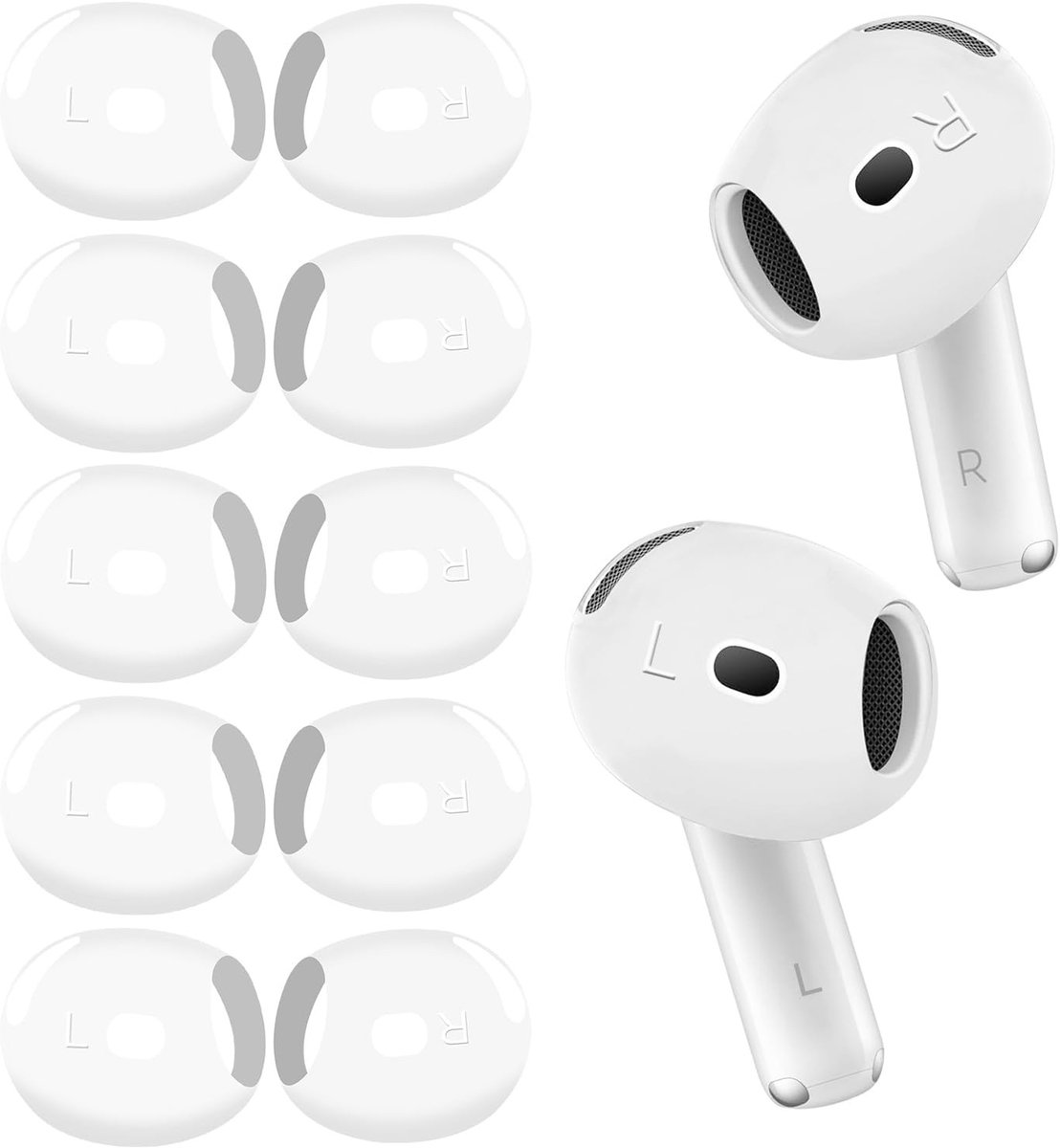 Ultra Dunne Silicone Oordopjes voor AirPods 4 - 5 Paar Vervangende Oorkussens, Comfortabel en Lichtgewicht