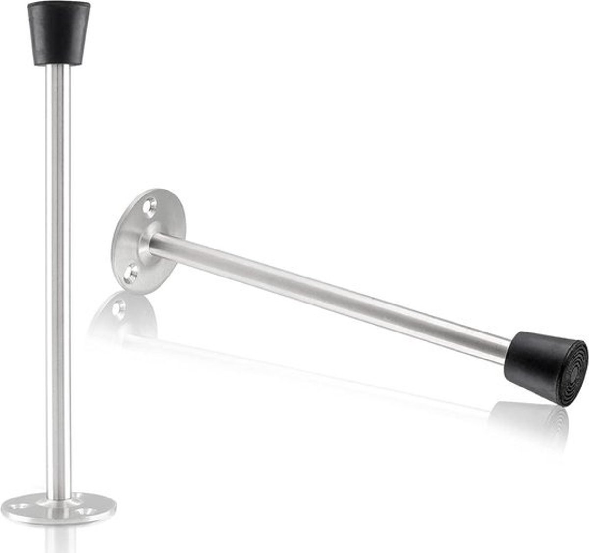 2 Stuks RVS Deurstopper 20 cm Wandmontage met Rubberen Tip - Bescherming voor Muur en Deur