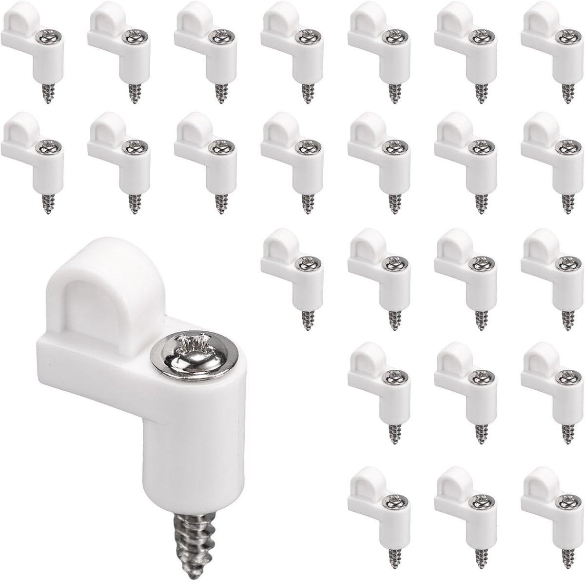 24 Stuks 3/8 Inch Nylon Raamhor Clipjes met Schroeven, Gegoten Deurglasbevestigingen Winterhorrenhouderclip Accessoires voor Stormramen en Stormpanelen (Wit)