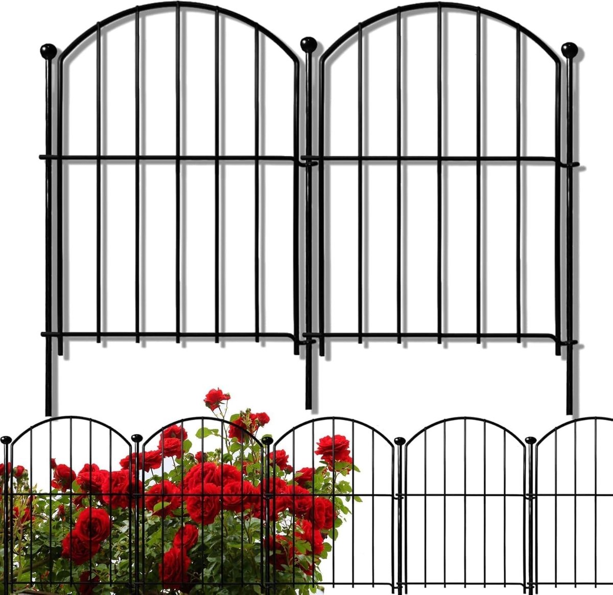 Decoratieve Metalen Tuinhek, 32 x 43 cm, 10 Vouwpanelen voor Bloembedden, Dierenafscherming en Tuindecoratie