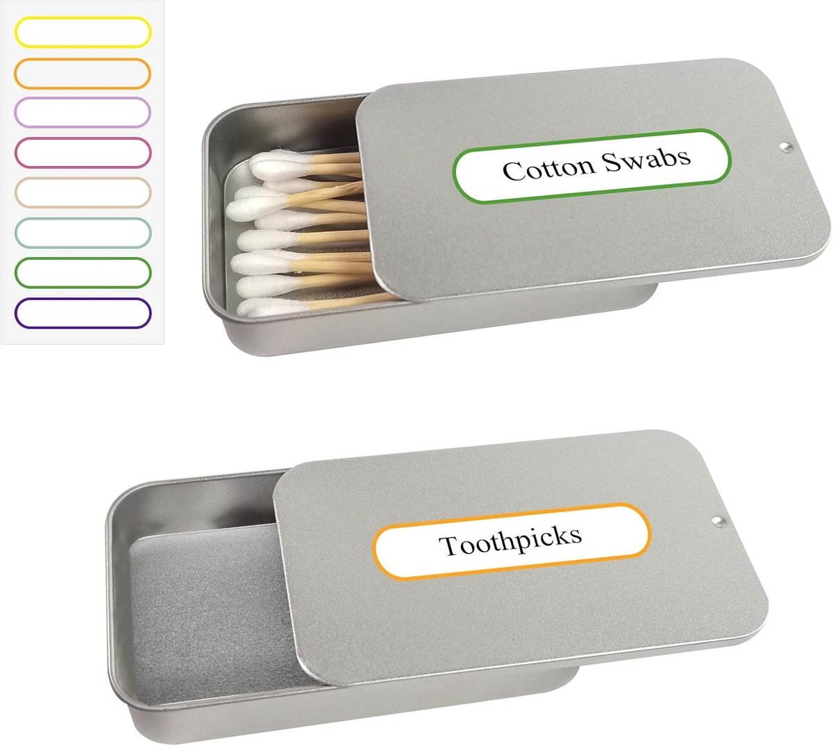 Reisbare Katoenen Buffer Houder, 2 Stuks Kleine Draagbare Opbergdoos voor Wattenstaafjes, Tandenstokers en Haaraccessoires met Hoog Schuifmechanisme