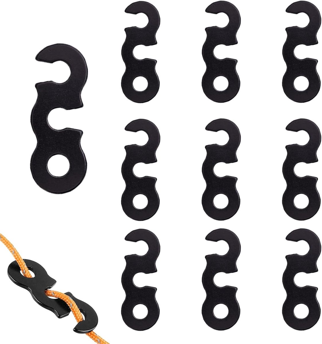 10 Stuks Aluminium Spanners voor Tentlijnen, Driegaatjes Tensioners, Ideaal voor Kamperen en Buitenactiviteiten