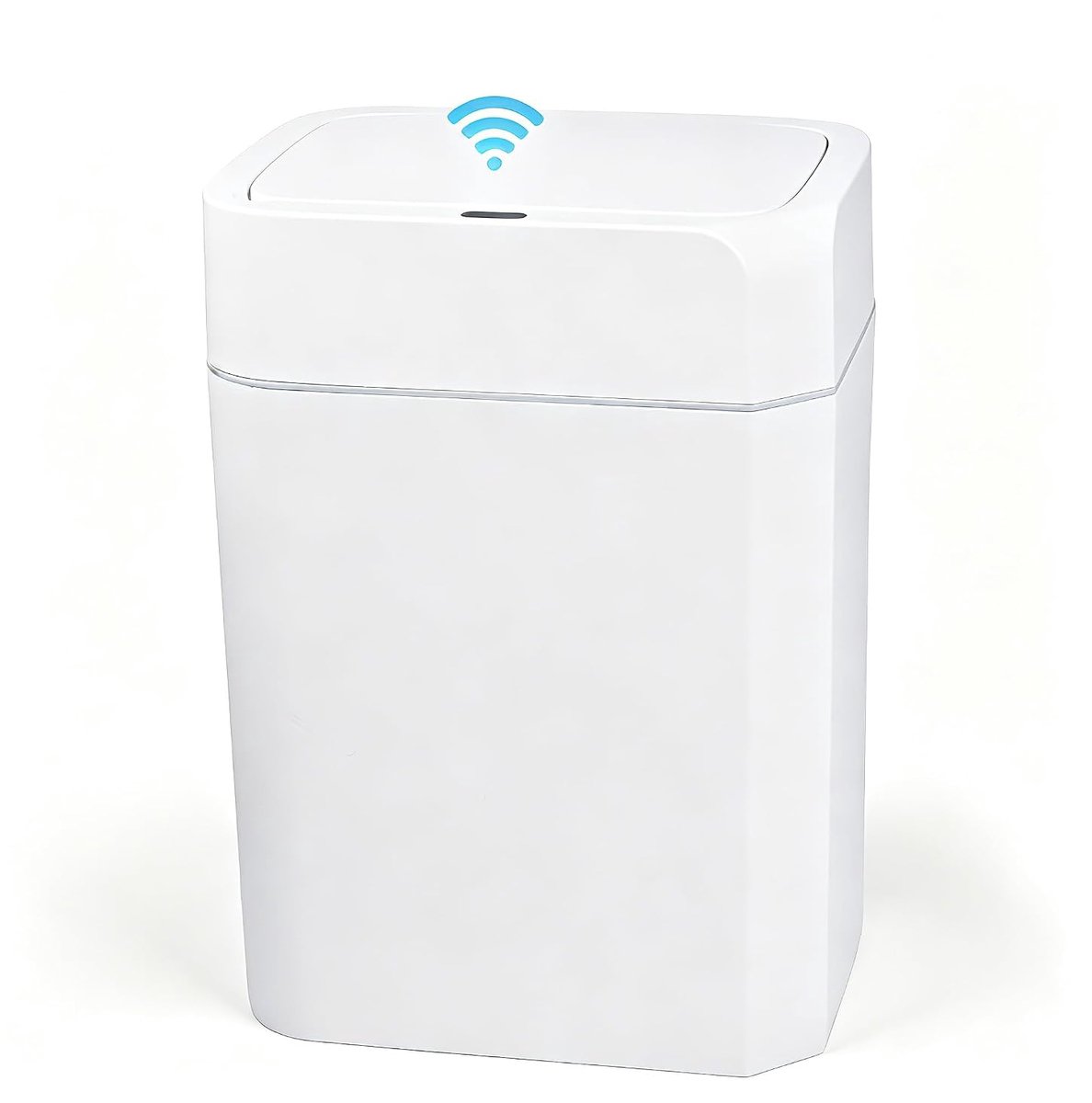 Afvalemmer voor badkamer, 16 l, met deksel, automatische vuilnisemmer IPX5, waterdicht, voor badkamer, slaapkamer, keuken, kantoor (wit)