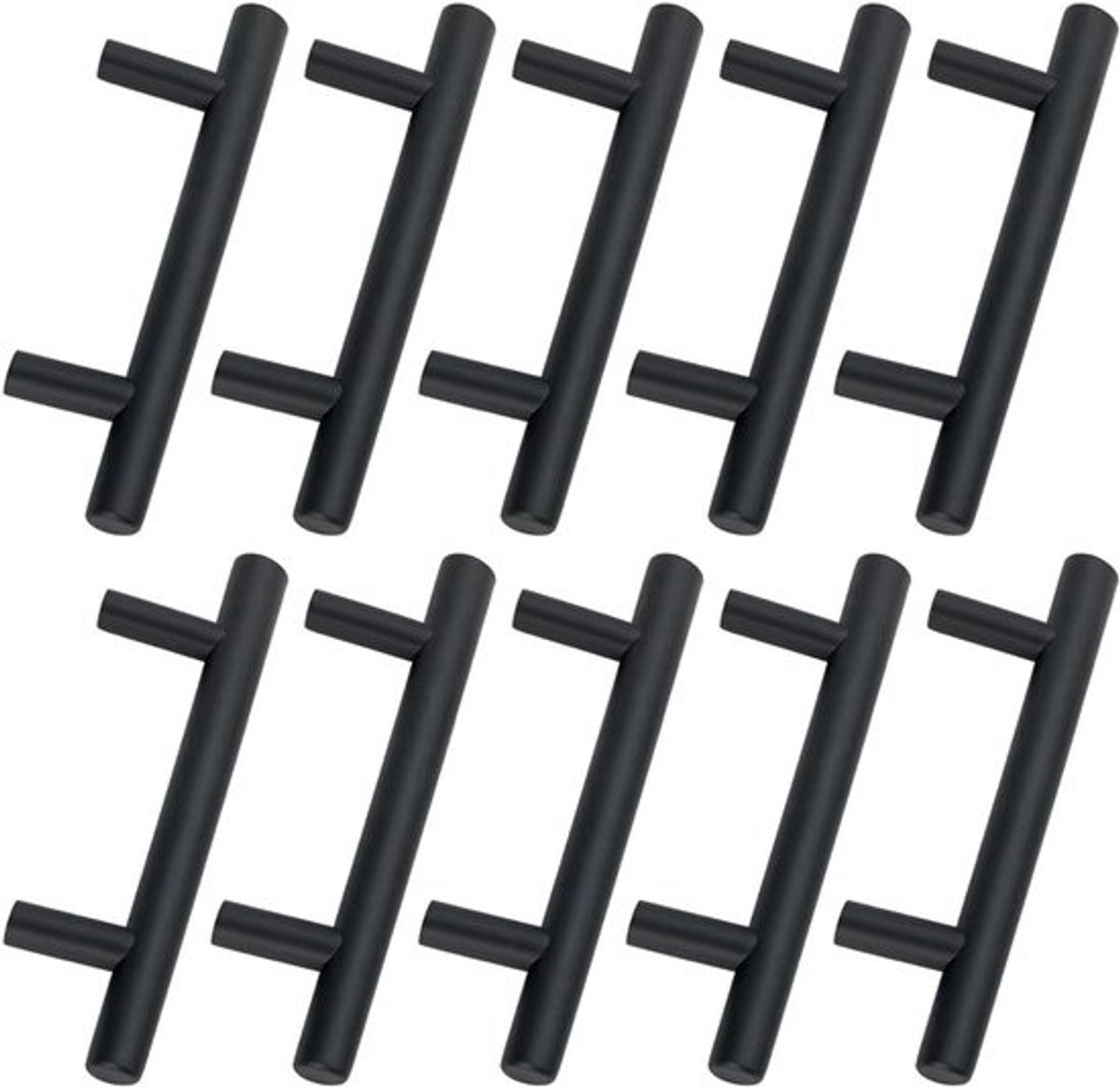 10 Stuks RVS Zwarte Deurgrepen 64mm Gatafstand voor Keuken, Kasten en Lades met Schroeven