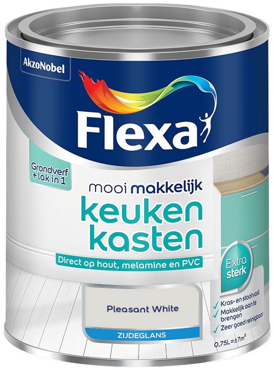 Flexa - Mooi Makkelijk Keukenkasten Zijdeglans - Pleasant White - 750 Ml - Kleur Van Het Jaar 2027