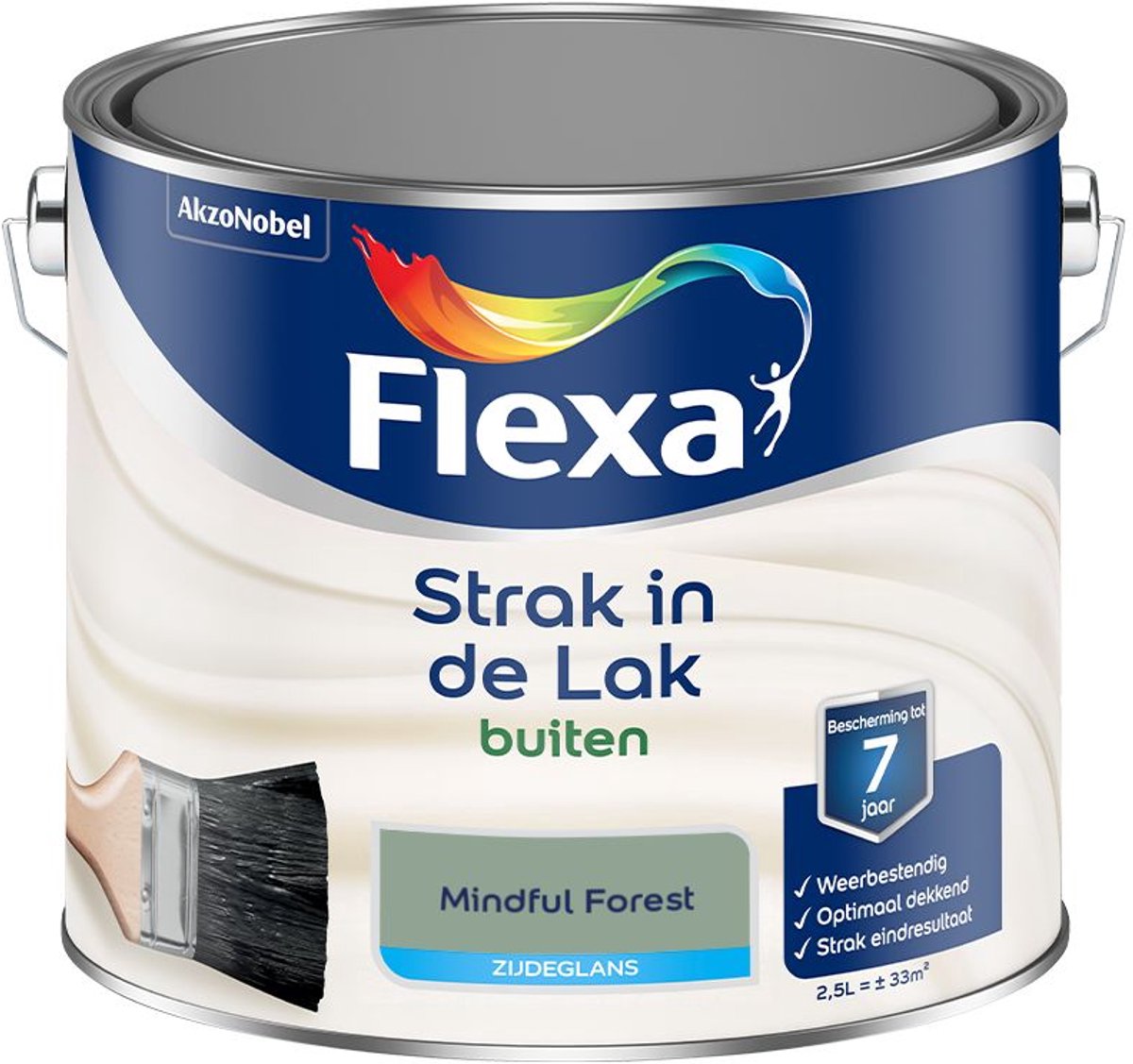 Flexa - Strak In De Lak Buitenlak Zijdeglans - Mindful Forest - 2,5 L - Kleur Van Het Jaar 2027