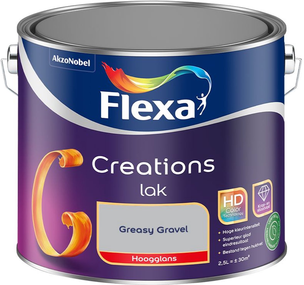 Flexa - Creations Lak Hoogglans - Greasy Gravel - 2,5 L - Kleur Van Het Jaar 2027