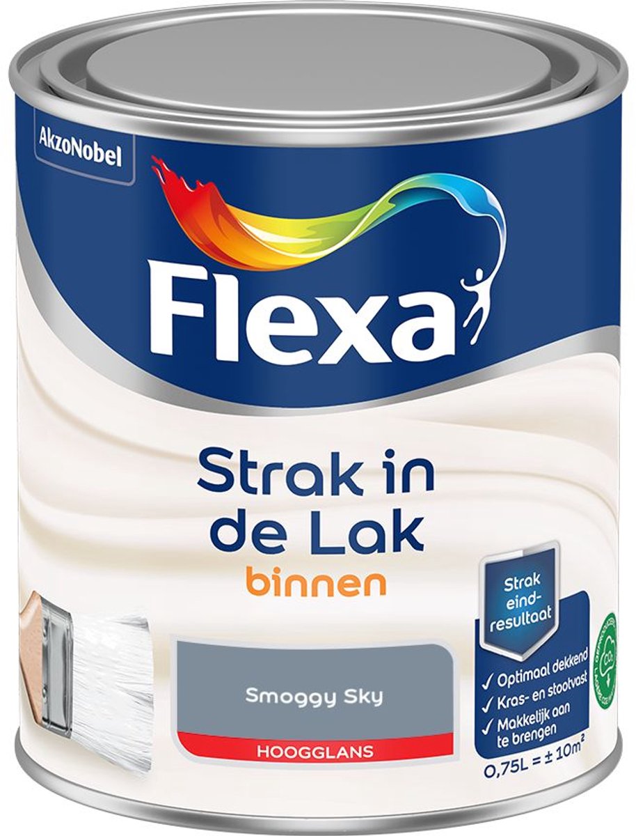 Flexa - Strak In De Lak Binnenlak Hoogglans - Smoggy Sky - 750 Ml - Kleur Van Het Jaar 2027