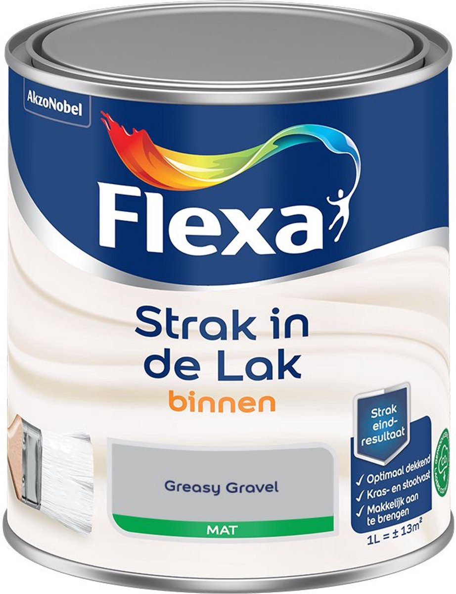 Flexa - Strak In De Lak Binnenlak Mat - Greasy Gravel - 1 L - Kleur Van Het Jaar 2027