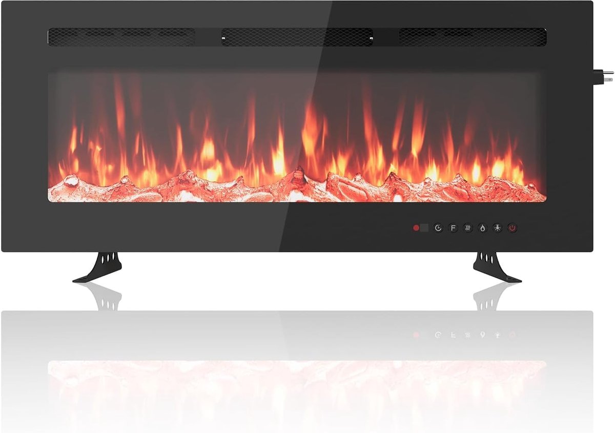 Elektrische Sfeerhaard 30 Inch (76 cm) - 1800W Inbouw & Wandhaard - 12 LED Kleuren - Zwart