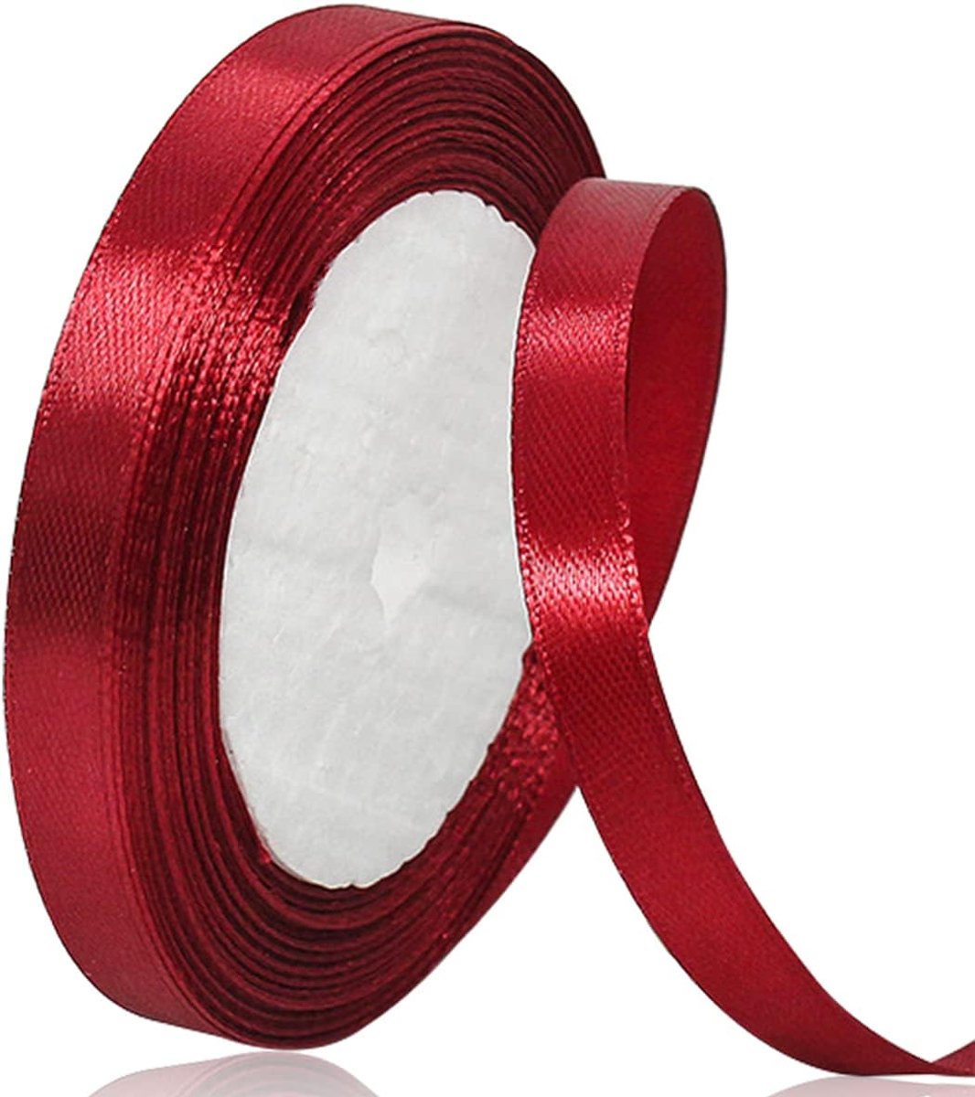 Lint, 10 mm x 22 meter, bordeauxrood, effen kleur, stof, voor inpakken, knutselen, ballons, naaiprojecten, lintjes, bruidsboeketten, bruiloftscadeaus