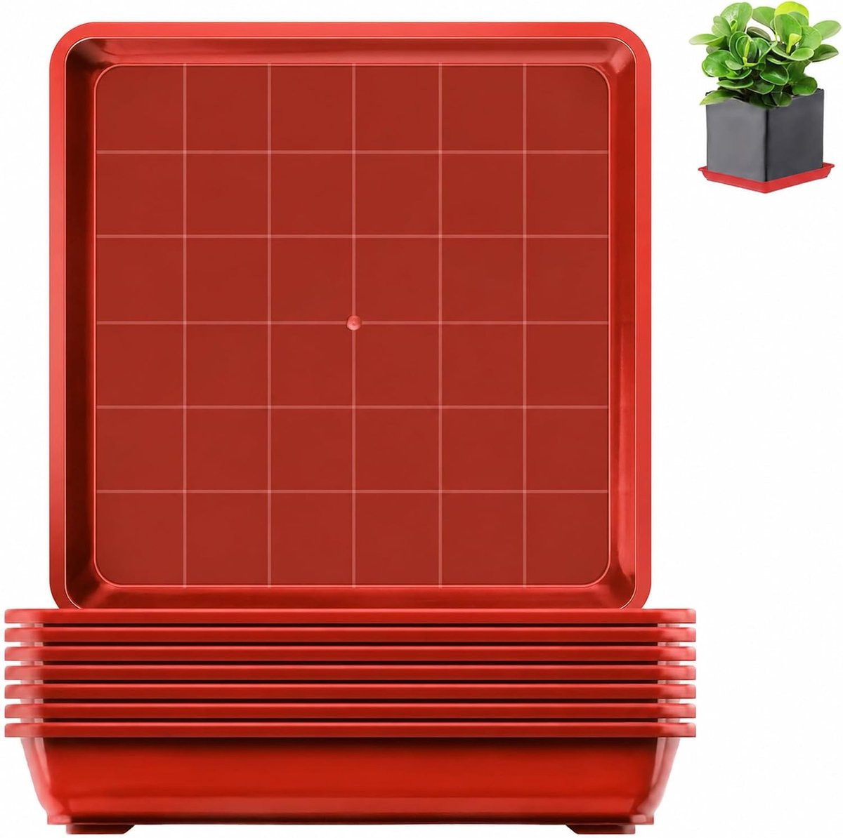 8 stks Vierkante Plant Pot Schotel 15x15cm 5.9 1 inch Plastic Plant Bloempot Trays Rode Druppel Water Tray voor Outdoor en Indoor Plantenbakken Planten Tuin Potten Kas