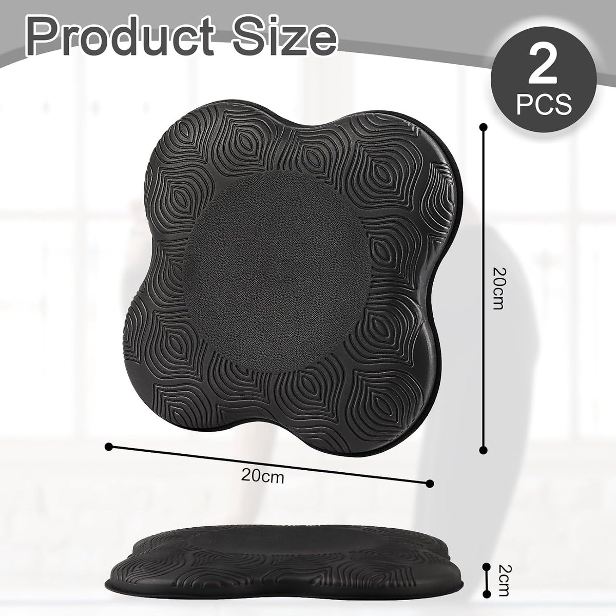 2-delige yoga kniebeschermers, 20 x 20 cm antislip yogamatten, kniekussens, sportaccessoires voor yoga, fitness en stretching, beschermt knieën, ellebogen en enkels, grijs