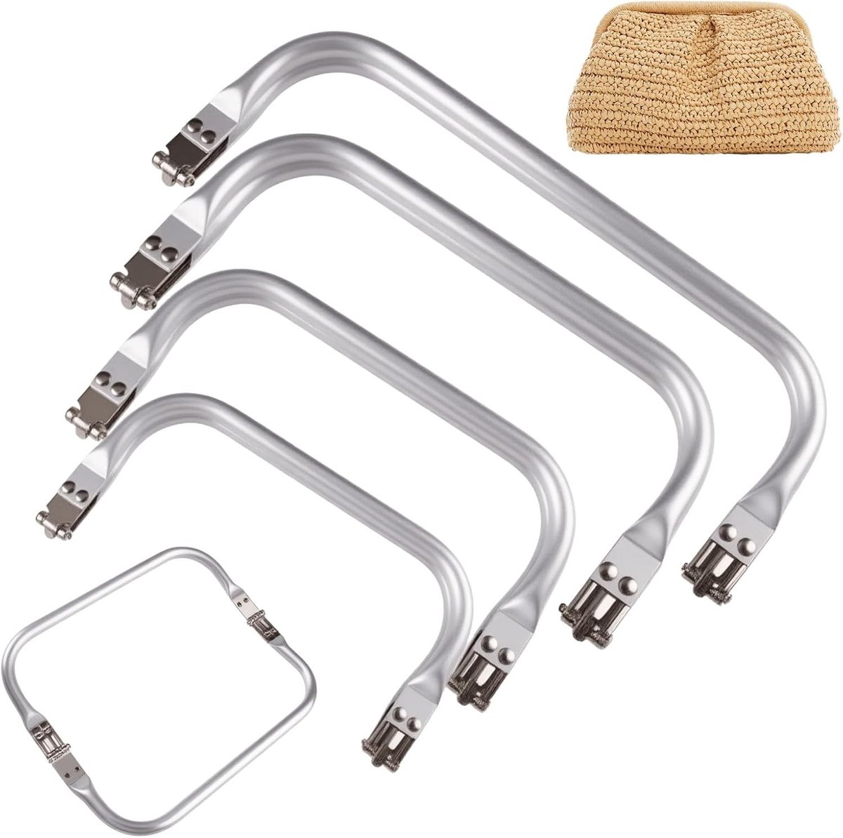 Kliksluiting tas - Zilver - 16 cm - Aluminium U-frame voor Handgemaakte Tassen