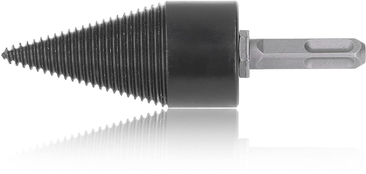 Houtboor voor kegels, houtsplijter voor haardhout, carbonstalen splijtgereedschap met verwisselbare schacht (42mm) voor efficiënt splitsen en boren
