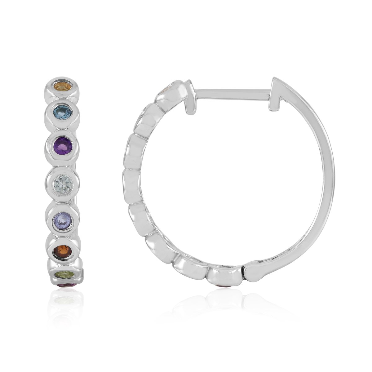 Cavill - Zilveren Oorstekers - 925 Sterling Zilver Platina Verguld - Citrien, Peridoot & Topaas Edelstenen 0,65 ct - Elegant & Handgemaakt