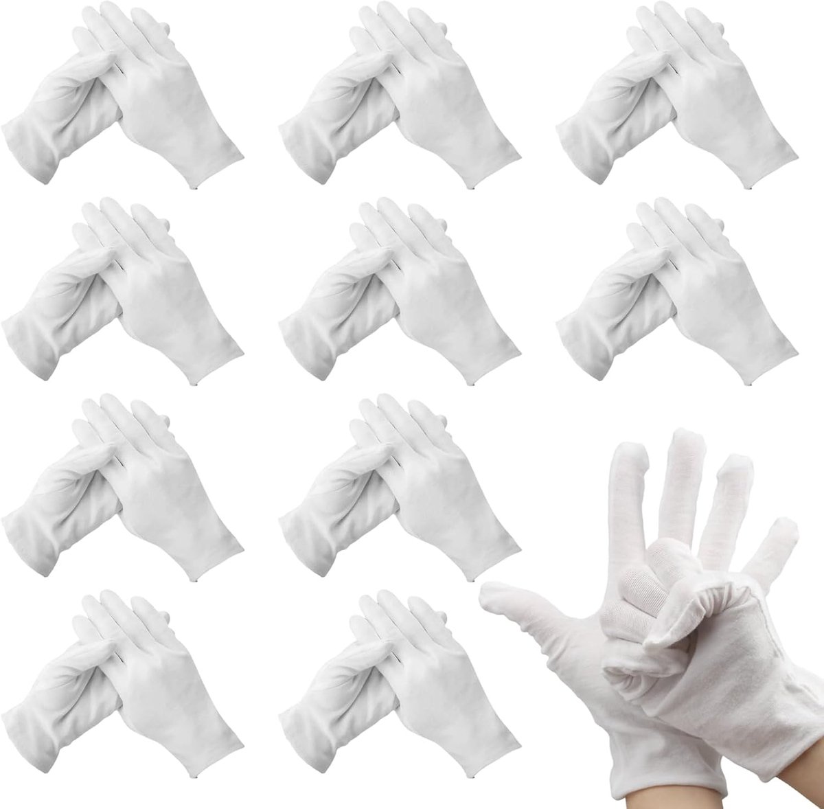 24 Paar (48 Stuks) Witte Handschoenen Katoenen, Handschoenen Zachte en Resuable, Ademende Stofhandschoenen 100% Katoen, voor Dames en Heren, Sieraden Inspectie, Autoreparatie, Dagelijks Werk