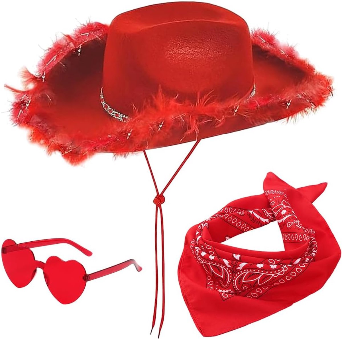 Cowboyhoed set met pentagram zonnebril en vierkante sjaal kostuumaccessoires multifunctioneel voor Halloween vrijgezellenfeest zwart3