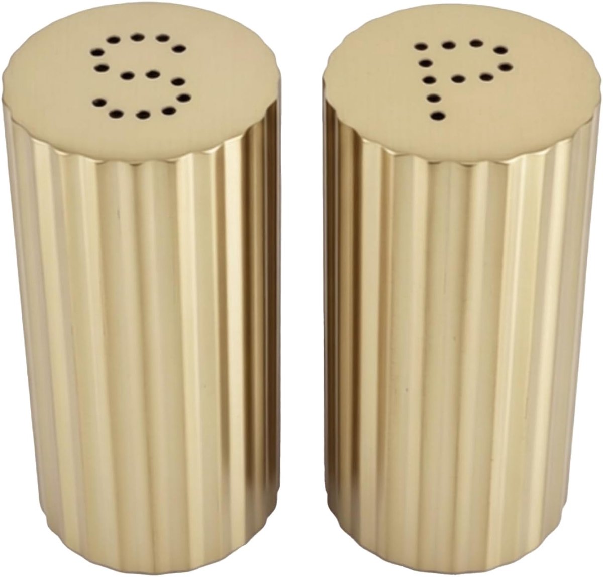 Zout- en Peperschudbekerset, 304 Roestvrijstalen Kruidenpotten voor Zout-suikerpaprika's met Antislipbasis voor Keuken Koken Buiten BBQ-kamperen Housewarming-cadeaus (GOLD)