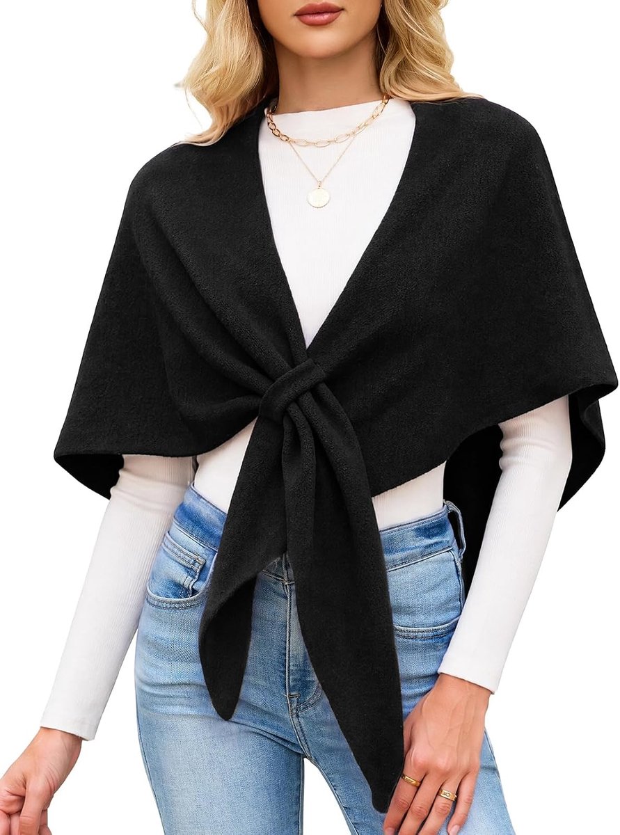 Heekpek Poncho voor dames, wintersjaal, zachte schouderdoek, antislip