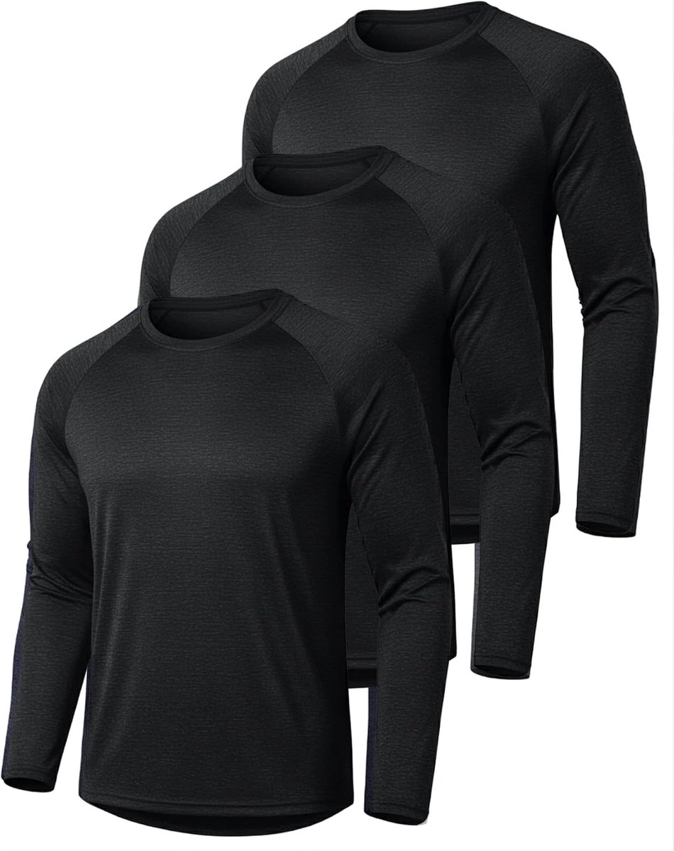Shirt met lange mouwen voor heren, uv-shirt, 1/2/3 stuks, hardloopshirt, lange mouwen, ademend, functioneel shirt voor heren, UPF 50+, sneldrogend longsleeve sport