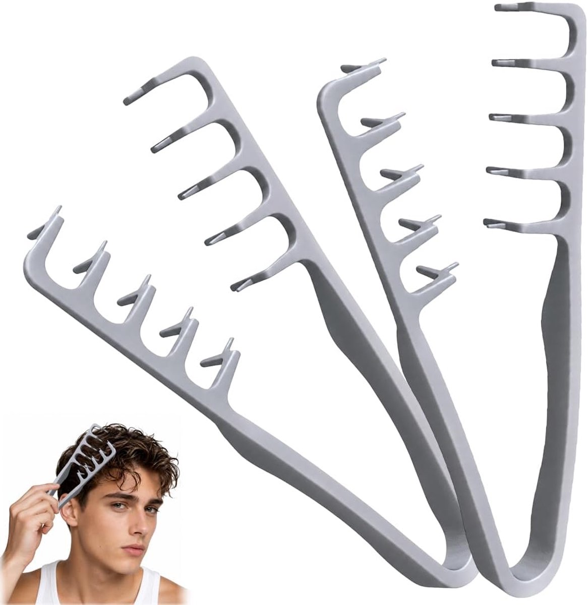 2-delige textureringskam voor mannen – volume-kam voor mannen, hulpmiddel om volume te geven aan de haarwortels en de pony, voor vrouwen en mannen,K