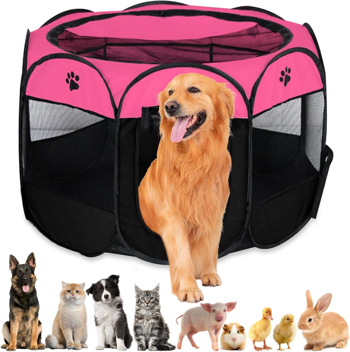 Dierenbox, opvouwbaar, voor kleine dieren, honden, katten, draagbare box, hondenhok, opvouwbare box voor huisdieren, katten, konijnen en kleine dieren