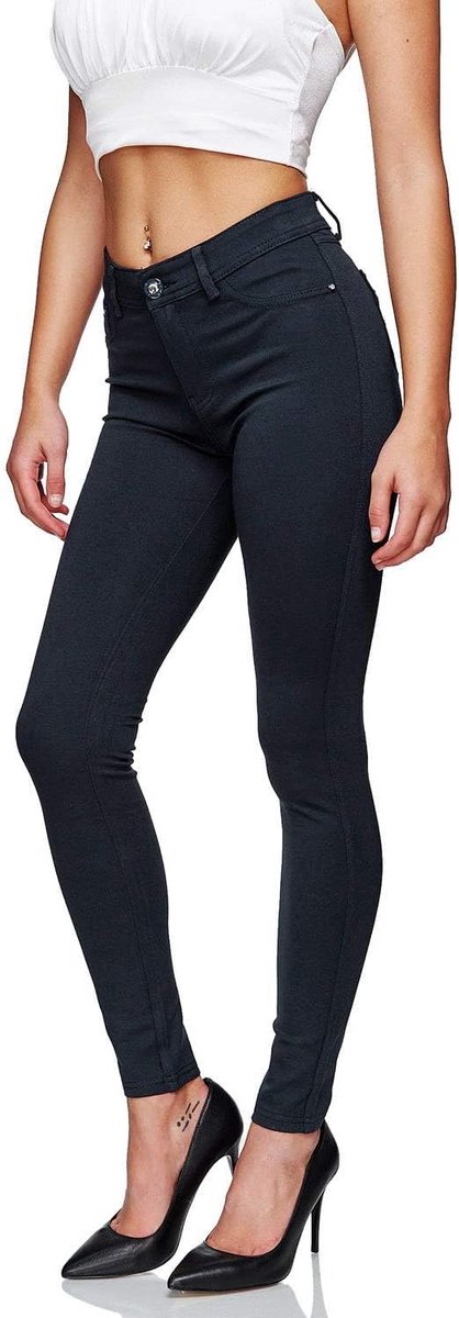 Stretch broek voor dames, skinny fit, jegging high waist, regular stofmix broek