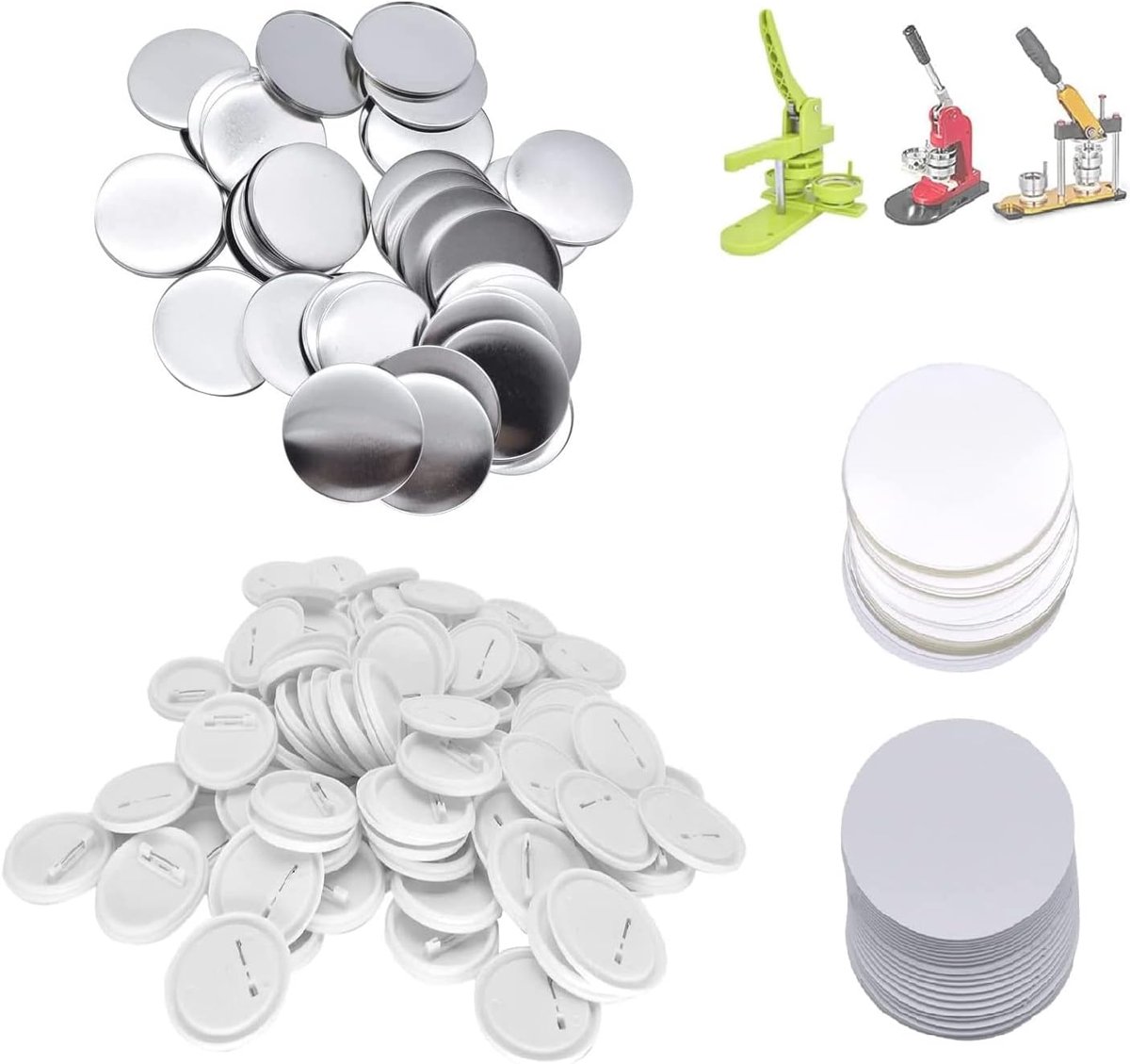 Set van 200, 32 mm, doe-het-zelf pin-buttons design, een badge, buttons zelf maken, buttonset met pin, voor knutselen, handwerk en ambachtelijke activiteiten (32 mm/1,25 inch)