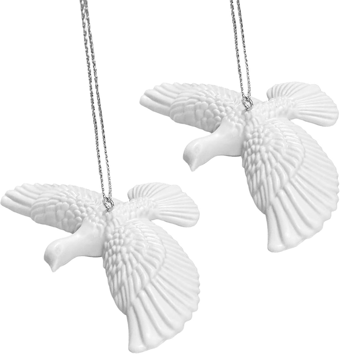 2 stuks schildpadduif ornamenten, witte vredesduif hangende decoraties, schildpadduiven alleen thuis voor kerstboomdecoratie, vriendschap tafel display