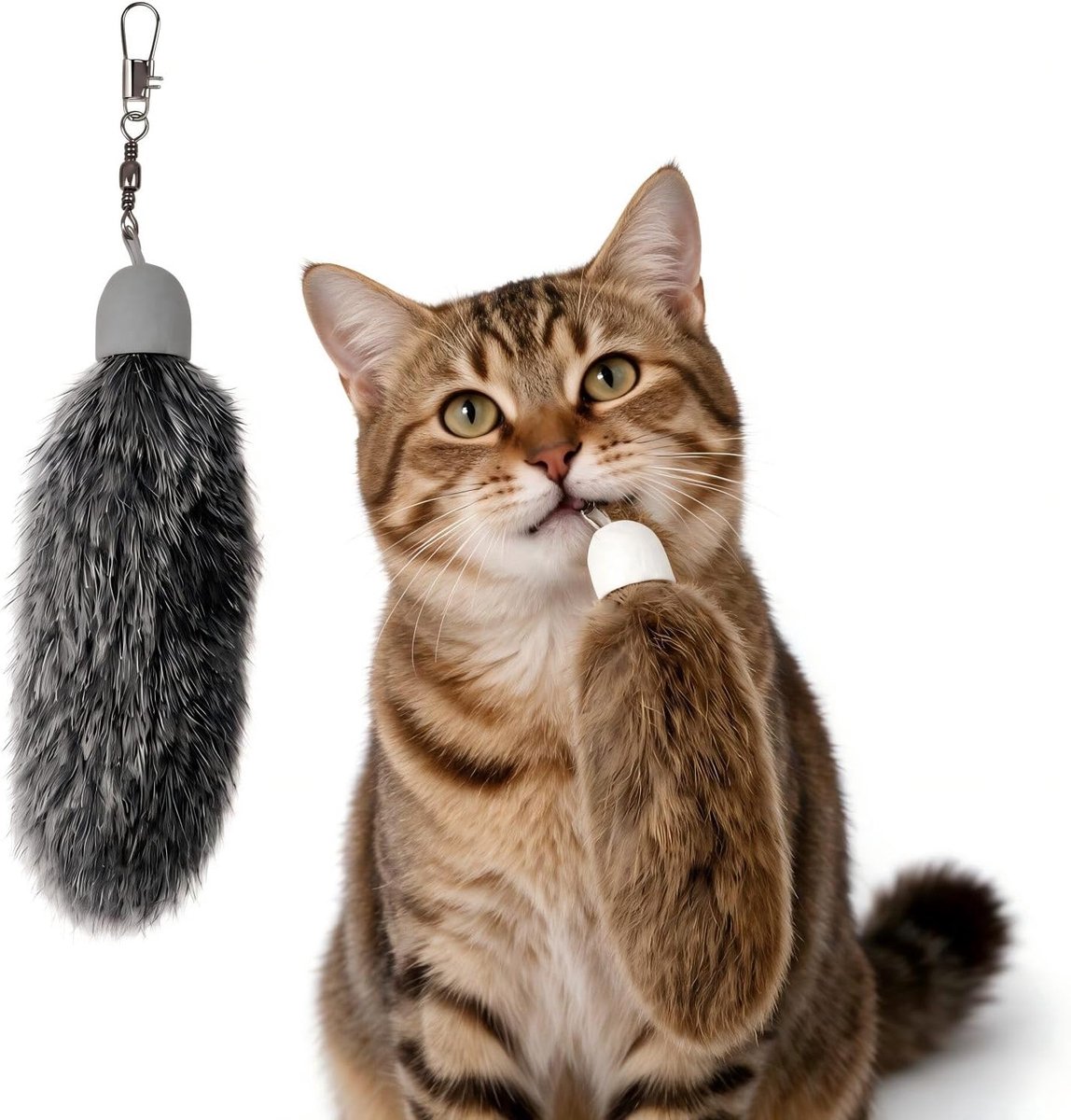 Vervangingskop voor Hengel Kat 2 Kleuren 12 cm Nepkonijn