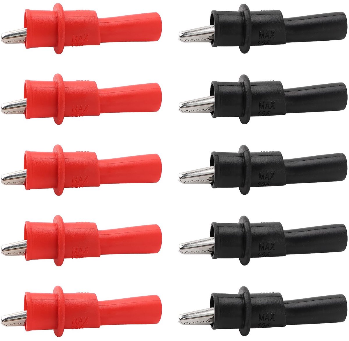 10 Stuks 1000V 10A Geïsoleerde Krokodillenklemmen Compatibel met 2mm-probes, Krokodillentestklem, voor Elektrische Multimetertests, Rood Zwart