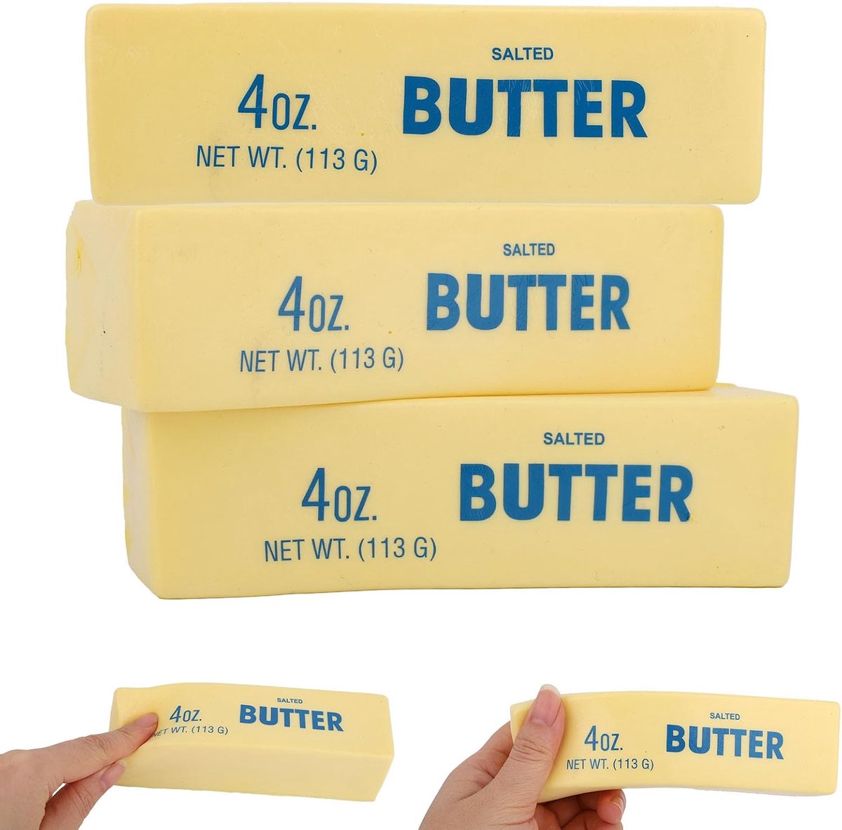 3st Squishy's in de Vorm van Boterstokjes, Ultrazacht en Langzaam Rijzend Knijpspeeltjes van Ontspanning Bij Angst Perfect voor Kinderen en Volwassenen als als Feestbedankje of