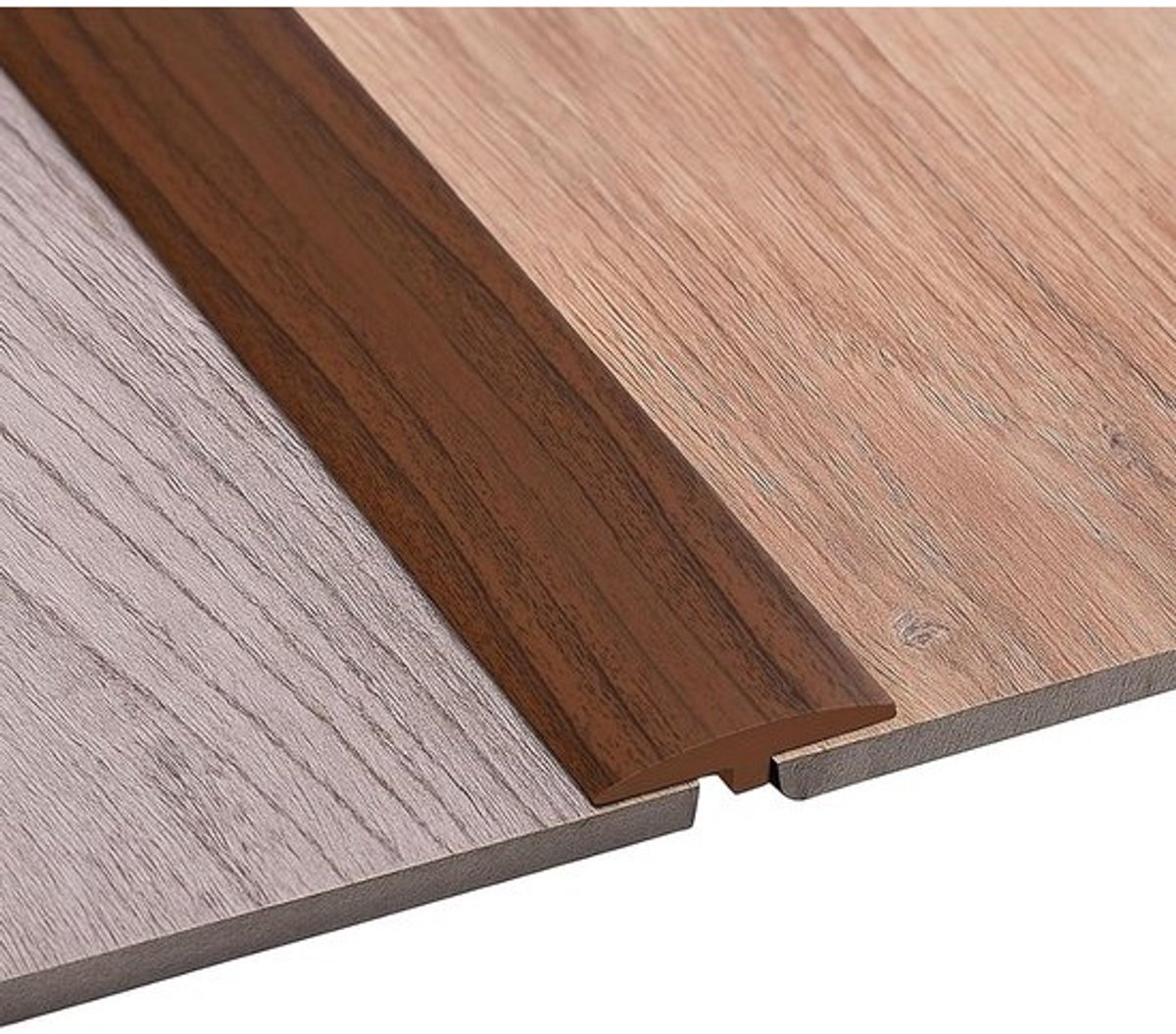 Zelfklevende PVC T-profiel Overgangslijst - Flexibel Waterbestendig Snijdbaar - Voor Alle Vloertypes - Donkerbruine Houtnerf 5 cm x 300 cm