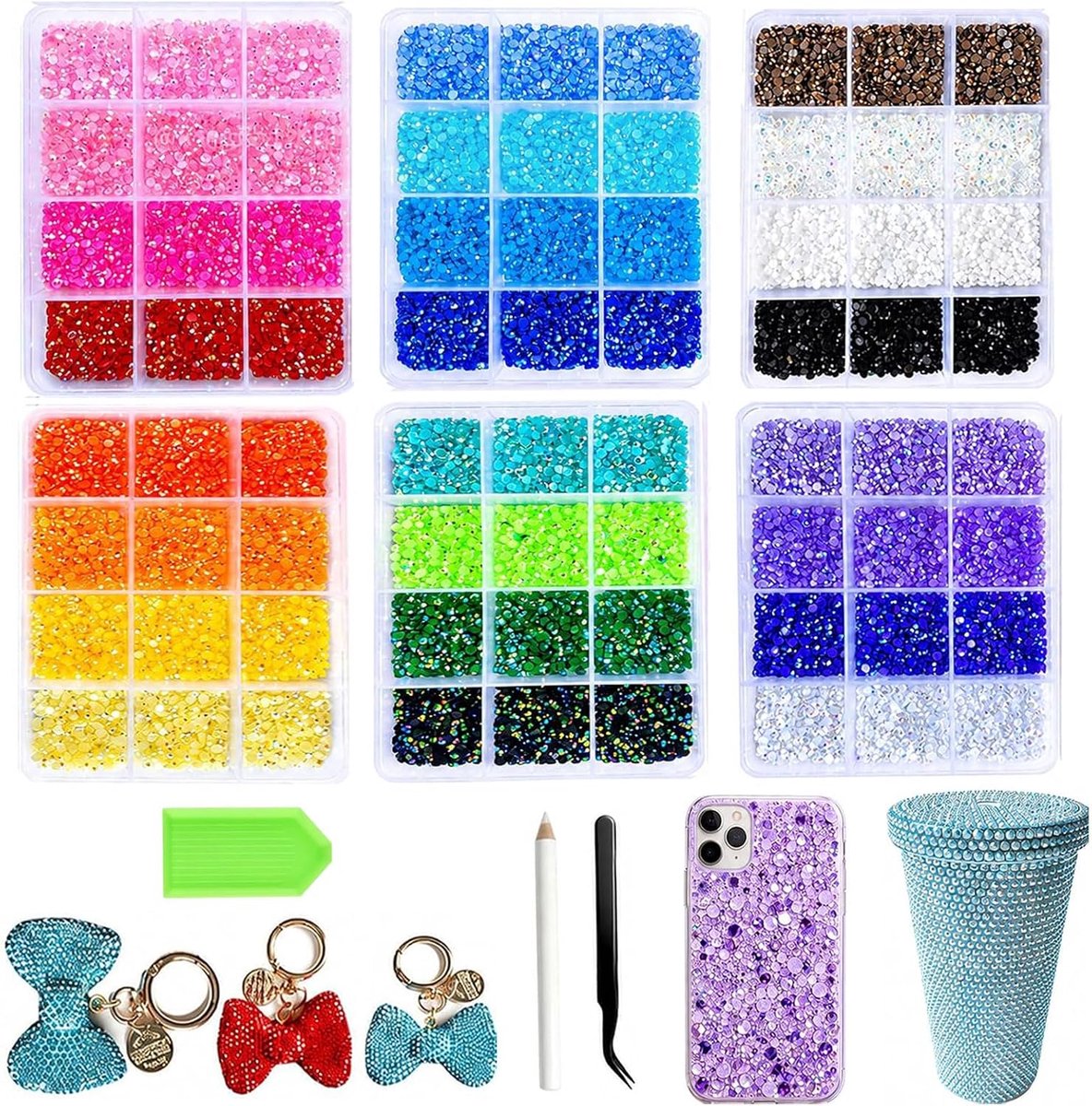 Dozen glitterset, 3 mm 56.000 stuks strassteentjes van harsgelei